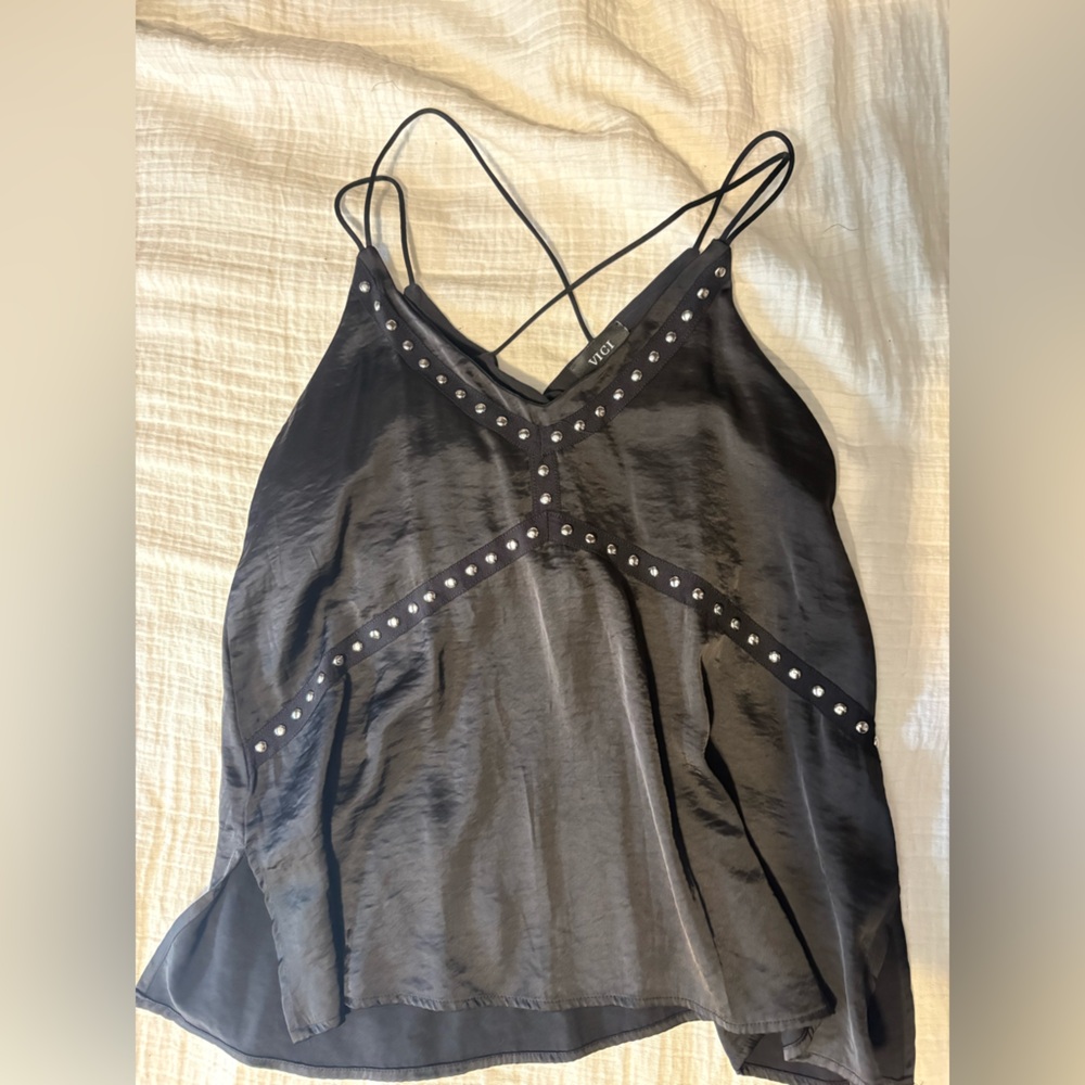 Vici Black Studded Tank Top